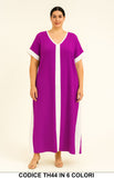 Abito Lungo con Pannello Verticale Bicolore – Vestito Curvy Estivo in 6 Colori – TH44