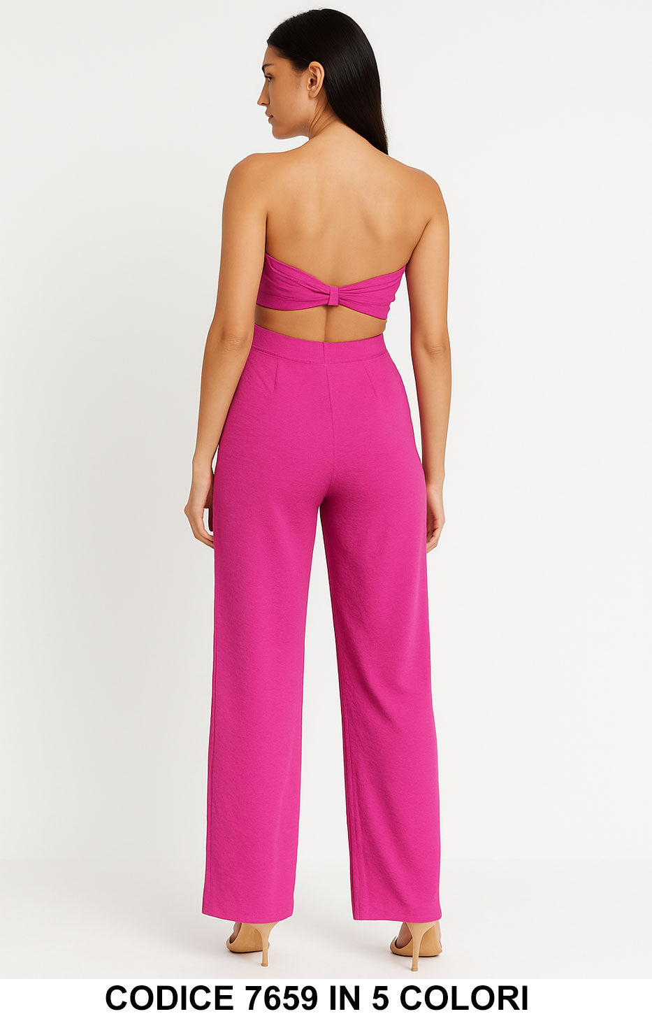 Tuta Elegante Intera Cut Out Pantalone Palazzo Jumpsuit Estate Aperitivo Evento in 5 Colori - 7659 - Abbigliamento donna elegante su I Love Dress