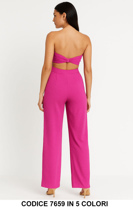 Tuta Elegante Intera Cut Out Pantalone Palazzo Jumpsuit Estate Aperitivo Evento in 5 Colori - 7659 - Abbigliamento donna elegante su I Love Dress