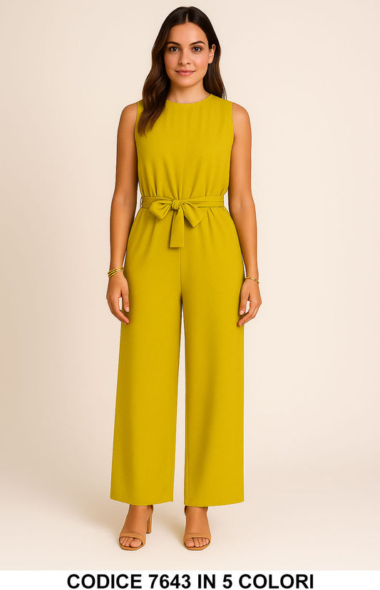Tuta Lunga Donna Elegante Senza Maniche con Cintura Jumpsuit Pantalone Palazzo in 5 Colori – 7643 - Abbigliamento donna elegante su I Love Dress