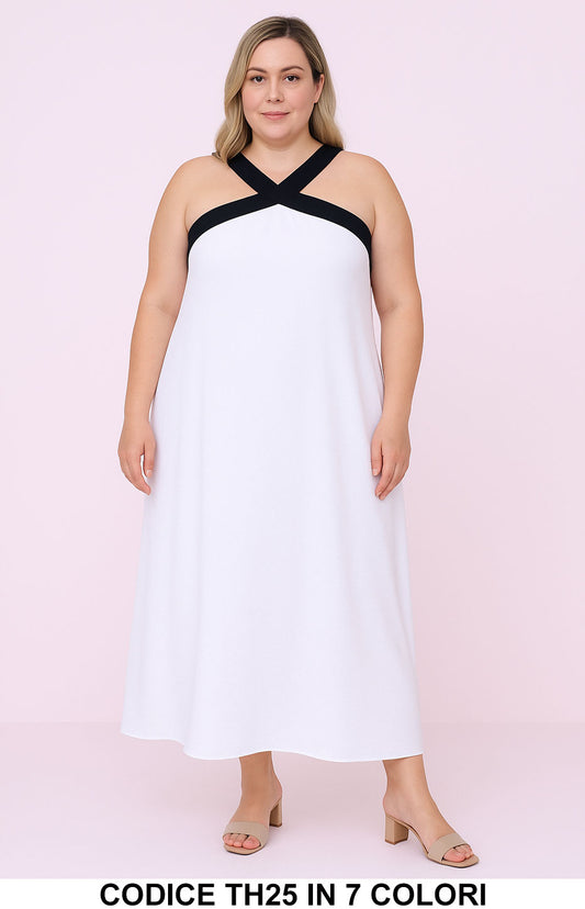 Vestito lungo curvy con incrocio sul décolleté Abito Elegante Taglie Forti in 7 colori – TH25 - Abbigliamento donna elegante su I Love Dress