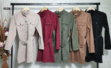 Abito Vestito Corto in Camoscio morbido Tasche e Bottoni in 3 Colori - 4528