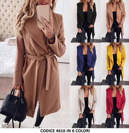 Cappotto Lungo Donna Casual con Cintura Caldo Soprabito Elegante in 2 Colori - 4616Out