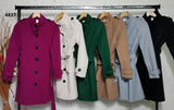 Cappotto Donna 6 bottoni Collo Alto Casual con Cintura in Verde Scuro Taglia Large - 4827Out