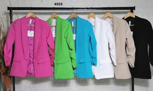 Giacca Blazer con Manica Arricciata Elegante Doppio Petto Donna Casual in 6 Colori - 4925