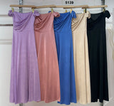 Abito Donna Lungo Scollo Cuore Spacco Alto Gonna Morbida Sensuale Elegante in 5 Colori - 5139