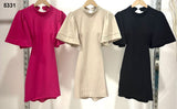 Abito Corto Tubino Mezza Manica Ampia Girocollo Vestito Estate in 3 Colori - 5331