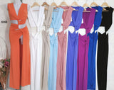 Abito Lungo Cut Out Sensuale Scollo V Spacco Profondo Elegante Cocktail vestito in 9 Colori - 5355