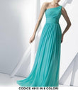 Abito Lungo Elegante monospalla in Chiffon Cerimonia e Damigelle Vestito in 2 Colori - 4915Out
