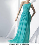 Abito Lungo Elegante monospalla in Chiffon Cerimonia e Damigelle Vestito in 2 Colori - 4915Out