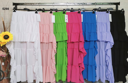 Gonna Donna Asimmetrica Gonnellone Estate Casual Corto Avanti Lungo Dietro in 2 Colori - 5298Out