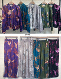Completo Kimono Stampa Giappone Felpa Cintura Pantalone Zampa con Spacco in 5 Colori - 5440