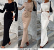 Abito Donna Longuette Lungo Cut Out Annodato in Vita Vestito Elegante Casual in 5 Colori - 5447