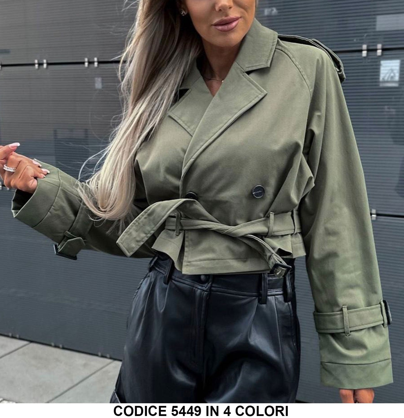 Giacca Donna Trench Corto Bottoni Doppi Giubbotto Cappotto Casual Elegante in 4 Colori - 5449