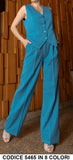 Completo Donna Tailleur Gessato Righe Gilet e Pantalone Zampa Elegante Casual in 8 Colori - 5465