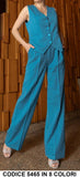 Completo Donna Tailleur Gessato Righe Gilet e Pantalone Zampa Elegante Casual in 3 Colori - 5465