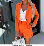 Tailleur Completo Giacca e Pantaloncino Shorts con risvolto Casual Coordinato in 2 Colori - 5307Out