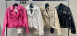 Giacca Donna Chiodo Eco Pelle Cerniere Dettaglio Intreccio Casual Elegante in 4 Colori - 5486