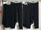 Tuta Donna Sportiva Nera Decoro La Greca Colorato Felpa Asimmetrica Casual in 2 Colori - 5492