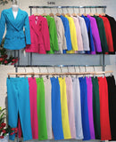 Tailleur Donna Giacca 4 Bottoni Pantalone Skinny Elegante Completo Lavoro in 13 Colori - 5496