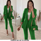 Tailleur Completo Donna Pantalone e Giacca Casual Elegante Lavoro Completo in 14 Colori - 2612