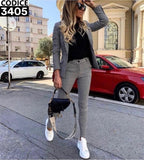 Tailleur pantalone e giacca a quadri quadretti Bianco e Nero Elegante Completo Pied de Poule - 3405