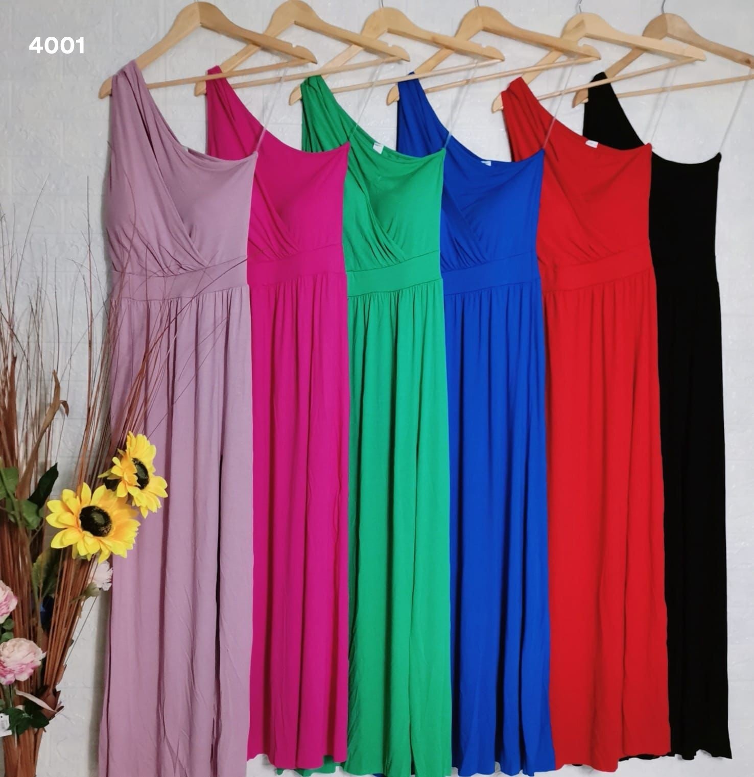 Abito Lungo Cerimonia con scollatura ad incrocio Vestito Elegante Cut Out in 4 Colori - 4001