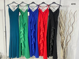 Abito Lungo Elegante da Cerimonia Vestito con Coda Smanicato Schiena Scoperta in 4 colori - 4319